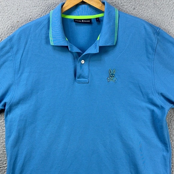 Psycho Bunny Pima Cotton Shirt Golf Polo Mens 2XL Blue Rugby Short Sleeve Logo